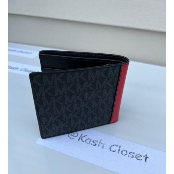 Michael Kors mens wallet billfold logo and leather Flame NO TAG - Picture 3 of 8